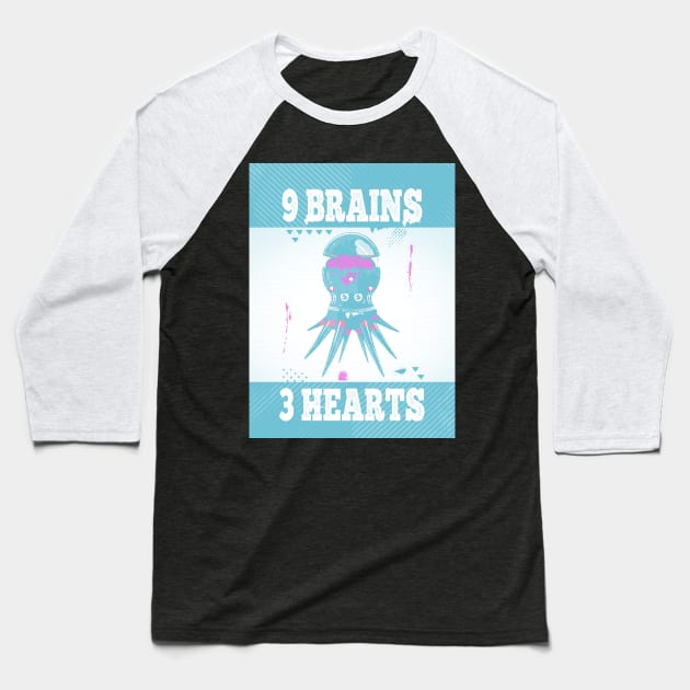 Octopus 3 hearts Baseball T-Shirt by mailboxdisco